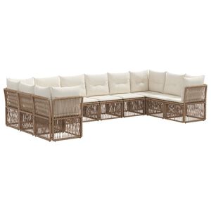 vidaXL Tuinbankenset 10 pcs Beige poly rattan
