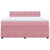 vidaXL Boxspring met matras fluweel roze 180x200 cm