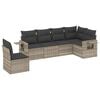 vidaXL 6-delige Loungeset met kussens poly rattan lichtgrijs