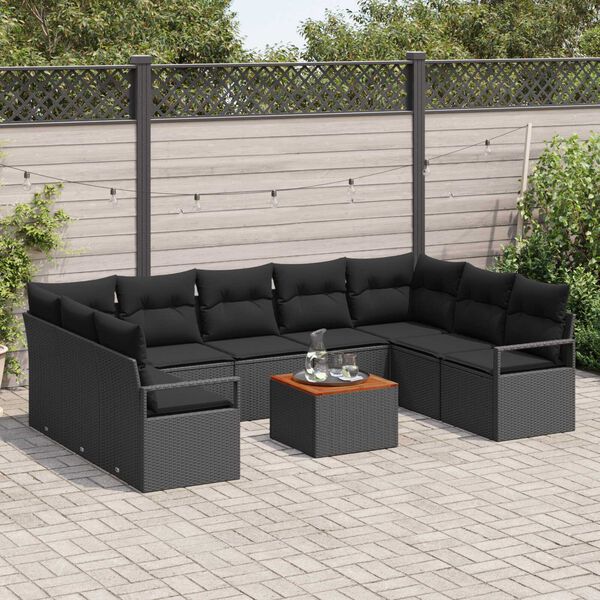 vidaXL Tuin Sofa Set 10 pcs Zwart