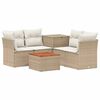 vidaXL Bankstel 6 st Beige en Cr&egrave;me Wit Poly Rattan en Staal