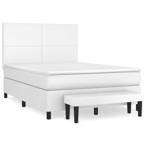 vidaXL Boxspring met matras kunstleer wit 140x200 cm