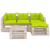 vidaXL 5-delige Loungeset met kussens pallet grenenhout