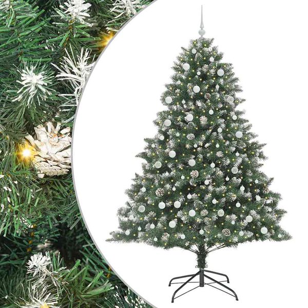 vidaXL Kunstkerstboom met 300 LED Groen 240 cm PVC en Plastic en Staal