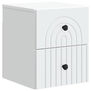 vidaXL Wandbeugel Bedkast met lade Wit 33 x 34,5 x 40 cm Bewerkt hout