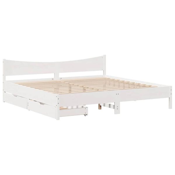 vidaXL Bedframe met lades massief grenenhout wit 200x200 cm