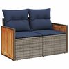 vidaXL 11-delige Loungeset met kussens poly rattan acacia grijs