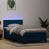 vidaXL Boxspring met matras en LED fluweel donkerblauw 100x220 cm