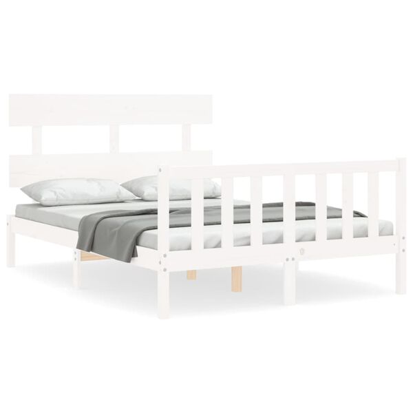 vidaXL Bedframe zonder matras massief grenenhout wit 120x200 cm