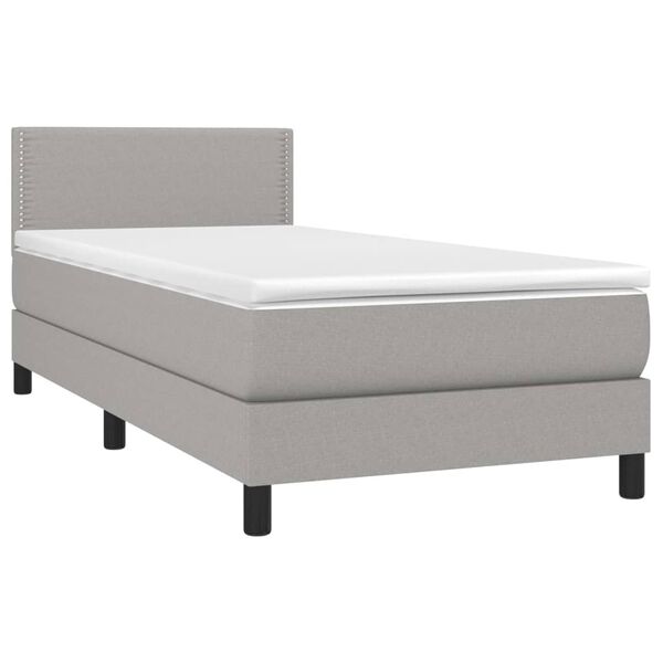 vidaXL Boxspring met matras stof lichtgrijs 80x200 cm