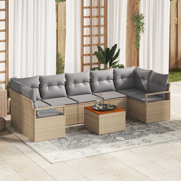 vidaXL Tuin Sofa Set 8 pcs beige en lichtgrijs