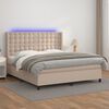 vidaXL Boxspring met matras en LED kunstleer cappuccinokleur 180x200cm