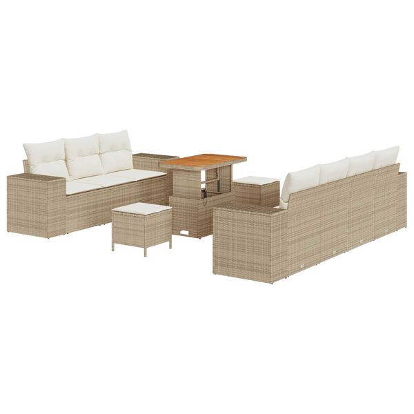 vidaXL Tuin Sofa Set met kussen 10 pcs Beige en Cr&egrave;me Poly Rattan
