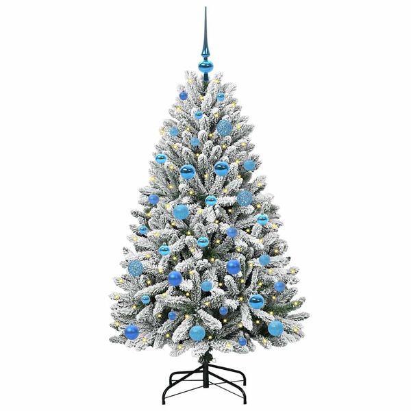 vidaXL Kunstkerstboom met 150 LED Groen en Wit 150 cm PVC en Metaal