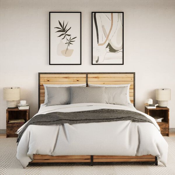 vidaXL Nachtkastjes met LED 2 st bewerkt hout gerookt eikenkleurig