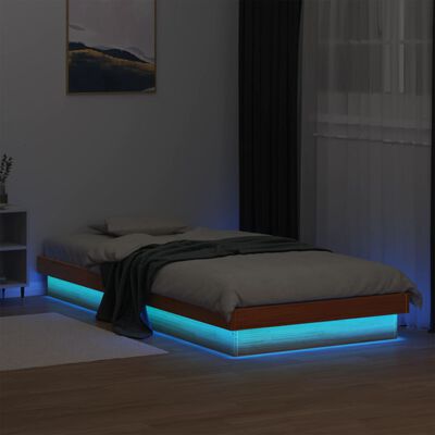 vidaXL Bedframe met LED massief grenenhout wasbruin 90x190 cm