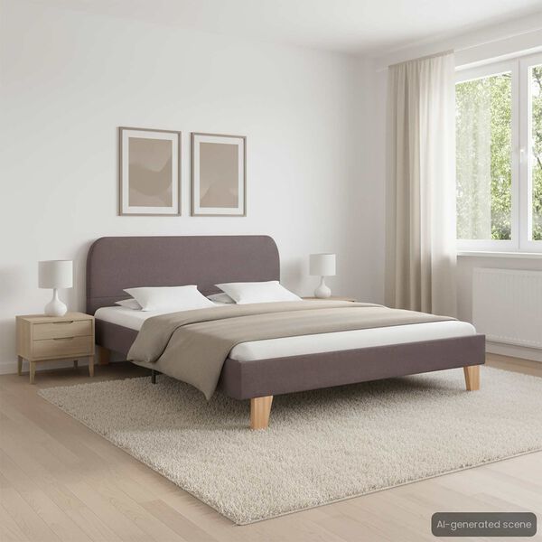 vidaXL Bedframe zonder matras stof taupe 135x190 cm