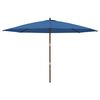 vidaXL Parasol met houten paal 400x273 cm azuurblauw