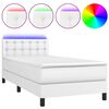 vidaXL Boxspring met matras en LED kunstleer wit 90x190 cm