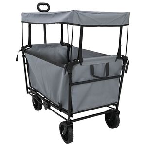 vidaXL Vouwbare winkelwagentje met remmen Grijs 105 x 56,5 x 116 cm