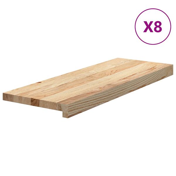 vidaXL Traptreden 8 st 70x25x2 cm onbehandeld massief eikenhout