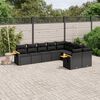 vidaXL 9-delige Loungeset met kussens poly rattan zwart