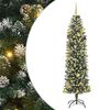 vidaXL Kunstmatige slanke kerstboom met 300 LED Groen en Wit 210 cm