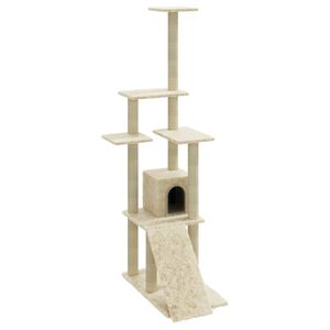 vidaXL Kattenmeubel met sisal krabpalen 155 cm cr&egrave;mekleurig