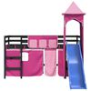vidaXL Kinderhoogslaper met toren 80x200 cm massief grenenhout roze