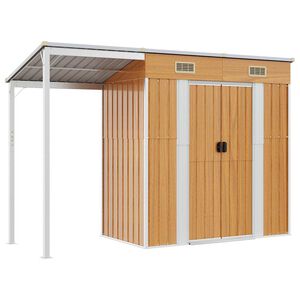 vidaXL Tuinschuur met verlengd dak 277x107x181 cm staal lichtbruin