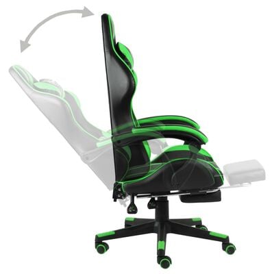 vidaXL Racestoel met voetensteun kunstleer zwart en groen