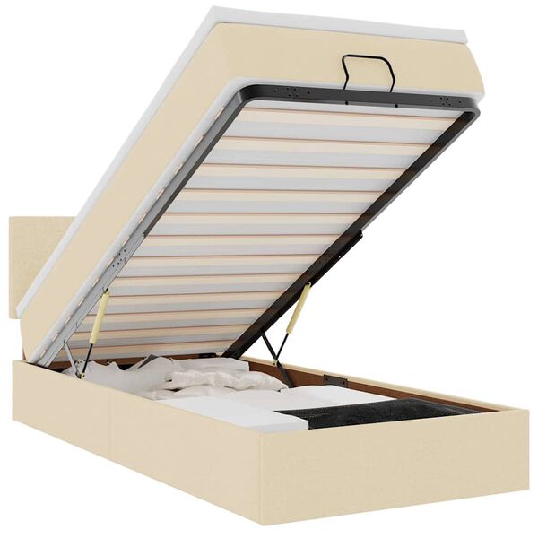 vidaXL Ottoman bed met matras en LED's 80x200cm stof cr&egrave;mekleurig