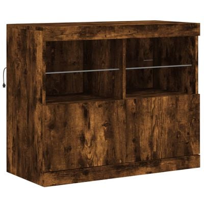 vidaXL Dressoir met LED-verlichting 283,5x37x67 cm gerookt eikenkleur