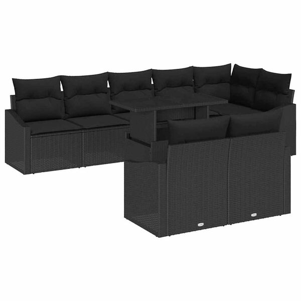 vidaXL Tuin Sofa Set met kussen met opslag 9 pcs Zwart