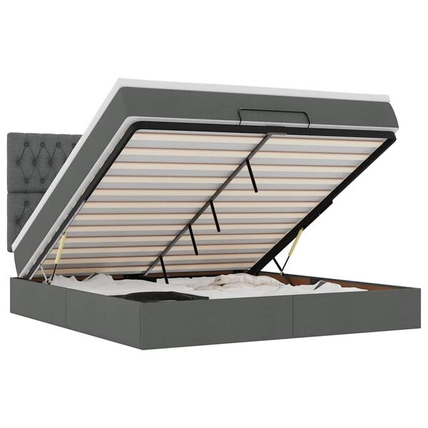 vidaXL Ottoman bed met matras en LED's 180x200cm stof donkergrijs