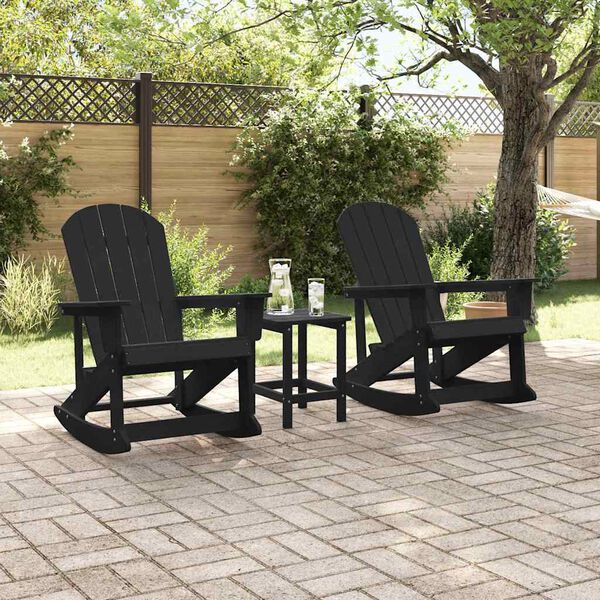 vidaXL Tuin loungeset 3 pcs Zwart HDPE
