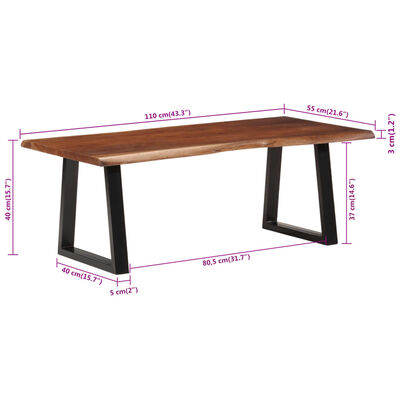 vidaXL Salontafel 110x55x40 cm massief acaciahout honingbruin