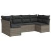 vidaXL 6-delige Loungeset met kussens poly rattan grijs