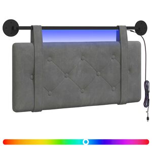 vidaXL Hangend hoofdbord Met LED-verlichting Donkergrijs Fluweel