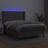 vidaXL Boxspring met matras en LED kunstleer grijs 140x200 cm