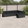 vidaXL 9-delige Loungeset met kussens poly rattan zwart
