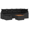 vidaXL Tuin Sofa Set met kussen met opslag 7 pcs Zwart Poly riet
