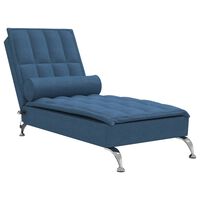 vidaXL Massage chaise longue met bolster stof blauw