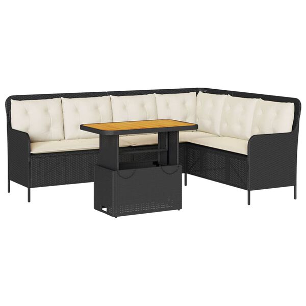 vidaXL 2-delige Loungeset met kussens poly rattan zwart