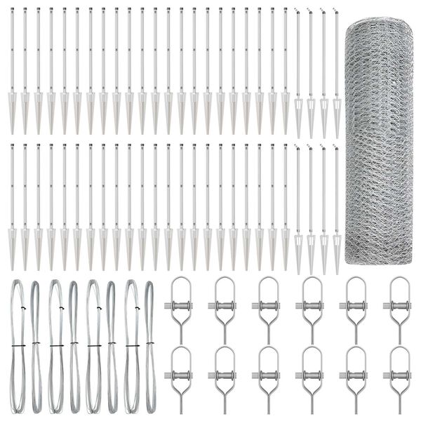 vidaXL Afrasteringspaal Zilver 100 x 1 m (25 mm gaas) Staal