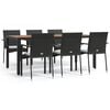 vidaXL 7-delige Tuinset met kussens poly rattan zwart