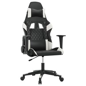 vidaXL Massage gamestoel kunstleer zwart en wit