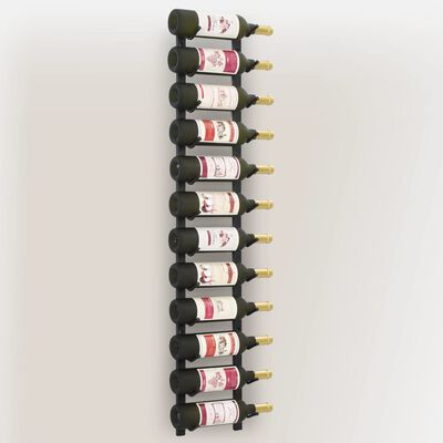 vidaXL Wijnrek wandmontage voor 12 flessen ijzer zwart