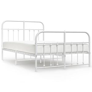 vidaXL Bedframe met hoofd- en voeteneinde metaal wit 120x200 cm