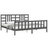 vidaXL Bedframe met hoofdbord massief hout grijs 200x200 cm